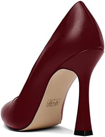 AMBELIGHT Dress High Heel 4 Inch Slip On Elegant Solid Pointed Toe Matte Stiletto Pumps Shoes Burgundy Size 6 - Zapatos for Women | Image 6