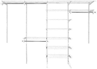 Rubbermaid FastTrack Closet Kit, White, 6-10 Ft., Wire Shelving Kit with Expandable Shelving and Telescoping Rods, Custom Closet Organization System, Easy Installation