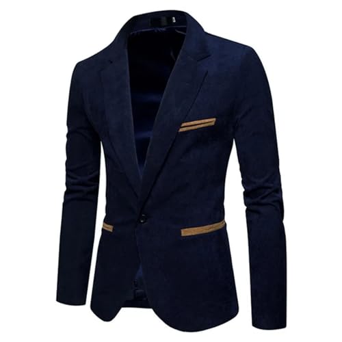 Men's Casual Suit Jacket Solid Blazers Corduroy Button Pocket Lapel Business Party Leisure coat3