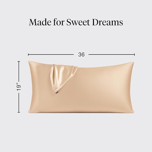 Image of Kitsch Satin Pillowcase with Zipper - King Size, Champagne | Softer Than Silk Pillow Cases, Smooth Cooling Satin Pillow Case for Hair and Skin, Wrinkle-Free, Machine Washable