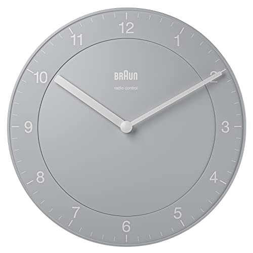 Braun Horloge Murale Radio-pilotée Classic pour Le Fuseau horaire d'europe Centrale (DCF/GMT+1) avec Mouvement Silencieux, Facile à Lire, 20 cm de diamètre...