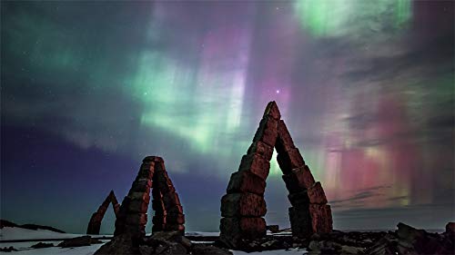 PANDABOOM Rompecabezas De 1500 Piezas, Brillante Aurora sobre Raufarhöfn En El Ártico, Islandia, Puzzle Juguete De Madera Decoración De Interiores