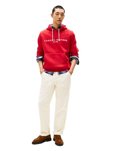Image of Tommy Hilfiger Men's Medium Weight Fleece Hoodie Sweatshirt With Embroidered Logo, Also Available in Big & Tall
