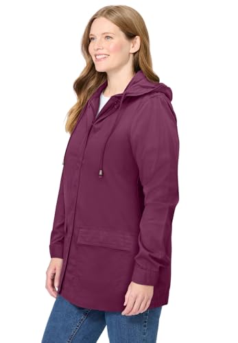 Woman Within Plus Size Lightweight Hooded Jacket Long Oversized Coat3