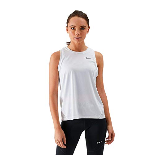 Nike Women W NK DRY MILER PLUS Tank - White/Reflective Silver, Size 1X