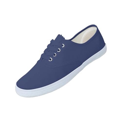 Zapatos de tela para hombre, color azul, mocasines, suela plana, zapatos informales, ligeros, cómodos, para caminar, transpirables, con cordones, monocolor, cómodos, informales, azul, 45 EU