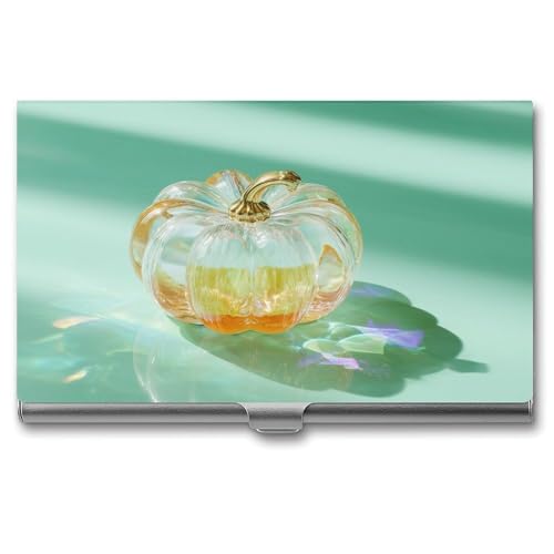 Transparent Halloween Pumpkin Business Card Holder Pocket Slim Portable Metal Business Card Case