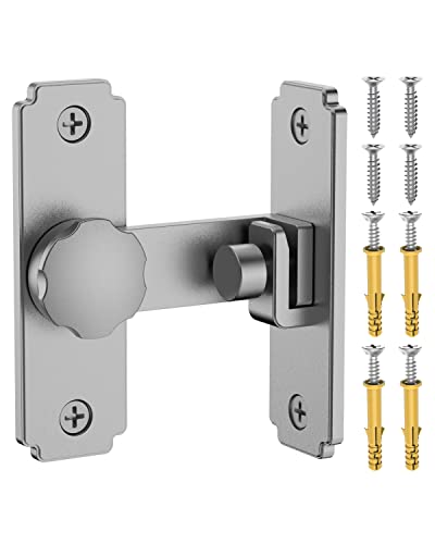 Image of Sliding Barn Door Lock Hardware, 90 & 180 Degree Dual-Purpose 304 Stainless Steel Heavy Duty Gate Latches Flip Latch Safety Door Bolt Latch Lock for Garden, Bathroom, Outdoor, Garage, Window (Silver)