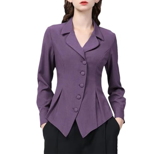 Women's Collar Irregular Hem Lightweight Short Suit Jacket Solid Color Casual Slim Fit Suit Jacket