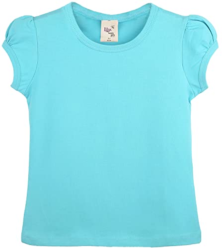 Image of Lilax Girls Short Puff Sleeve Cotton T-Shirt, Toddler & Little Girls Top | 95% Cotton Puff Sleeve Tee; Crewneck, Short Sleeve; Toddler & Girls Sizes 2T-12; for School, Play & Everyday; Machine Wash