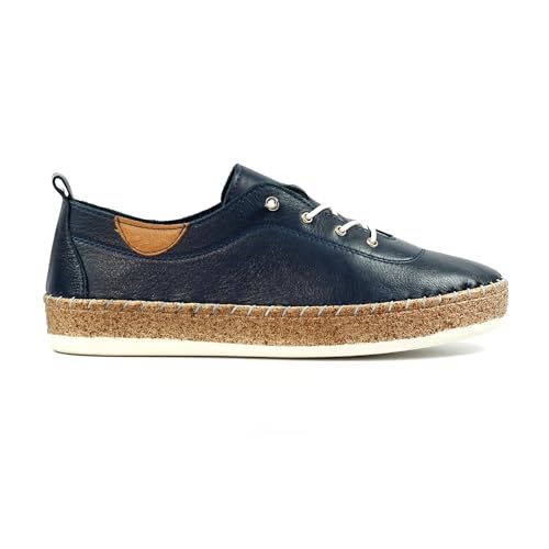 Ladies Evie Navy Leather Shoe