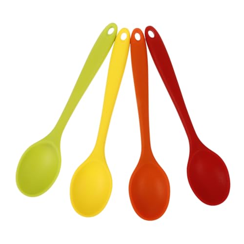 CIYODO 4pcs Silicone Cooking Spoon Coffee Stir Sticks Stirring Spoons for Cooking Long Coffee Spoons Espresso Stirring Spoon Iced Tea Spoons Long Handle Spoon Long Handle