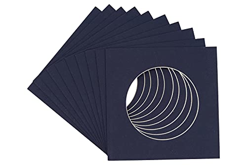 CountryArtHouse Navy Blue Acid Free 12x12 Circle Picture Frame Mat with White Core Bevel Cut for 8x8 Pictures - Fits 12x12 Frame - Pack of 1 Matboard