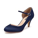 ERIJUNOR E2699 Kitten Heels for Women Comfortable Low Heel Closed Toe Satin Evening Dress Wedding...