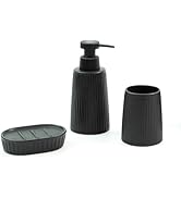 Oikos - Conjunto 3 Peças para Banheiro de Cerâmica Canelado Preto