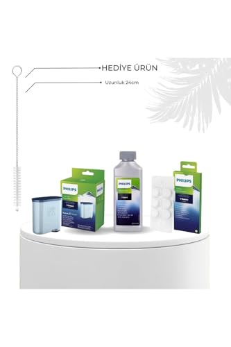 Espresso Makinesi Bakım Seti; Kireç Çözücü Solüsyon, Yağ Çözücü Tablet, Aqua Clean Filtre, 3'lü Set