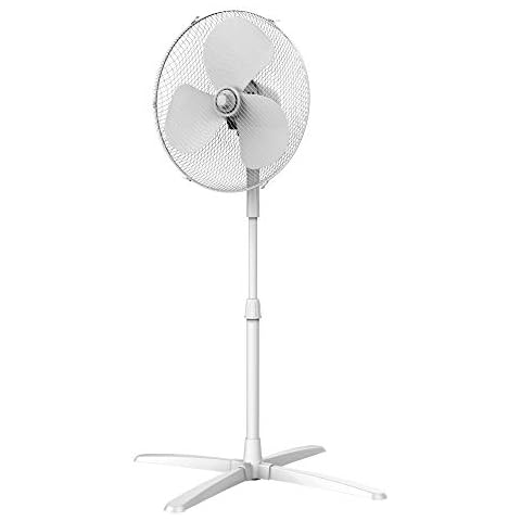 Igenix DF1655 Pedestal Fan, 16 Inch, 3 Speed, Quiet Operation, Oscillating, Adjustable Height, Cooling Fan, Ideal for Home and Office, 40 w, White Cover