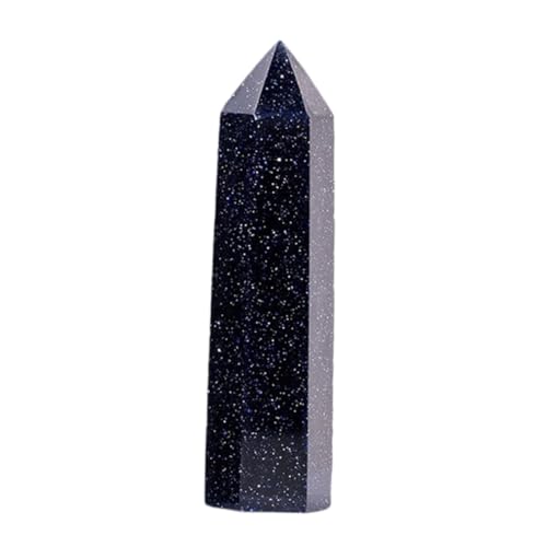 PEPLAYTAL Piedra Natural Hexagonal Azul para Decoración de Escritorio Varilla de Cristal para Meditación y Yoga Adorno Artesanal Tranquilo para Hogar y Oficina