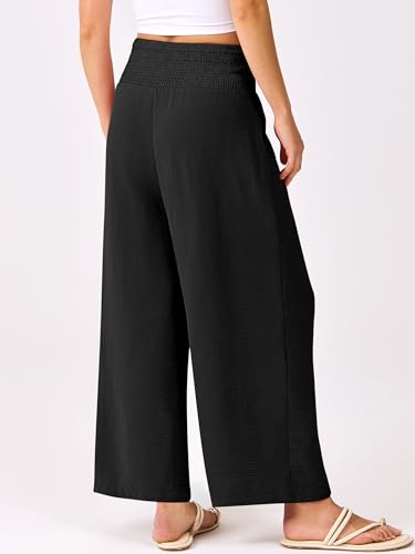 Best Palazzo Pants for Women Over 50: Comfort Meets Confidence (2025 Complete Guide) 3 ANRABESS Womens Pants Wide Leg High Waisted Palazzo Pants Summer Flowy Beach Lounge Casual Trousers with Pockets Black Medium