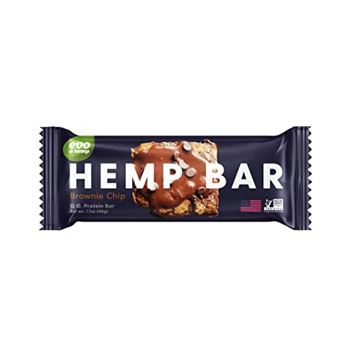 Evo Hemp Organic Protein Bar (Double Chocolate Brownie Bar, 12 Pack) Featuring White Plume Native American Hemp - Great Tasting High Fiber, Sustainably Sourced, Paleo and Vegan Friendly Protein Bar