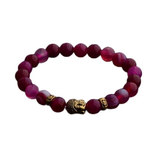 Bracelet de perles tissées en pierre d'agate véritable et finitions artisanales