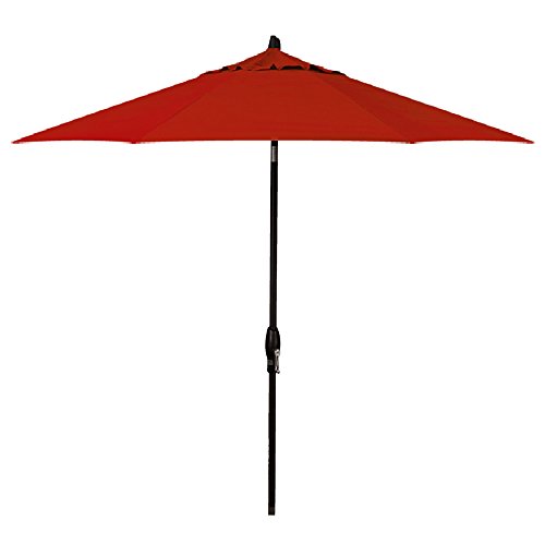 Treasure Garden 9ft Patio Umbrella - Outdoor Furniture Market Umbrella – Deluxe Auto-Tilt – Black Aluminum Frame (Sunbrella, Jockey Red)