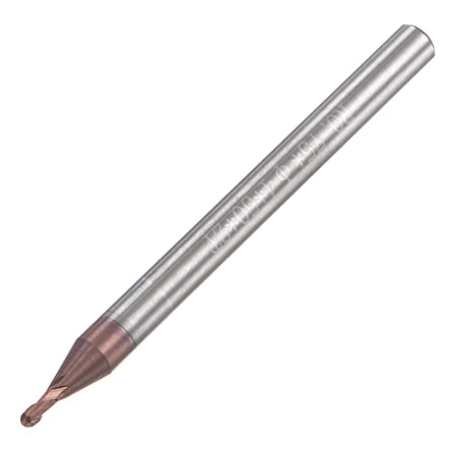 Image of uxcell Ball Nose End Mill 0.75mm Tip Radius Solid Carbide AlTiSin Coated CNC Router Bits 2 Flute Spiral Milling Cutter HRC55 with 4mm Shank 50mm (2-inch) Length