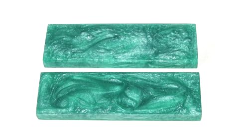HANDTECHINDIA Resin Knife Handle Scales for DIY Crafts, 2 Pieces Mixed Colorful Resin Handle Scale for Knives Making (GREEN)