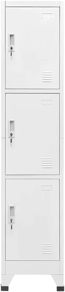 Metal Locker,Industrial Metal Locker Cabinet 38x45x180 cm, 3 Lockable Doors for Secure Storage, 3 Compartments, Perfect for Gym, Office, Changing Room, Durable and Stylish Design