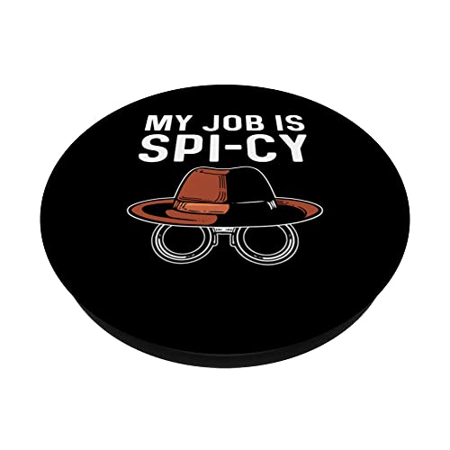 My Job Is Spy-Cy. Private Eye. Private Investigator PopSockets Swappable PopGrip, Black - Image 2