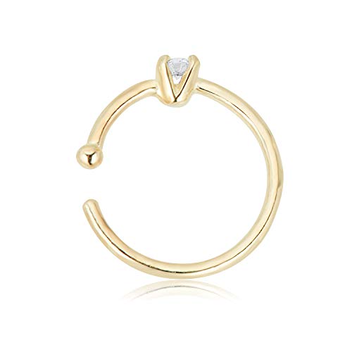 Image of AVORA 14K Gold Simulated Diamond CZ Nose Ring Hoops (20 Gauge)