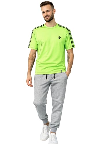 Intimitaly IRGE BE ACTIVE - Chándal deportivo para hombre, camiseta de algodón y pantalón de terry francés, ajuste regular, para gimnasio y tiempo libre, GCM75 VERDE GRIS, XXL