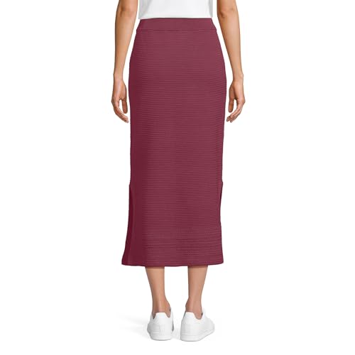 Lands' End Women's Cotton Pointelle Sweater Maxi Skirt - Set Bottom Small Burgundy Spritz2