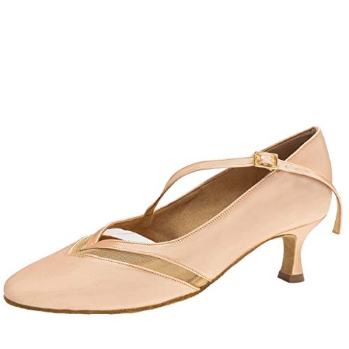 Chaussures de danse Rummos R490 satin dark tan avec talon flare de 6 cm