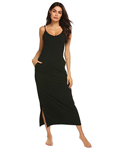 LOMON Loungewear Long Nightgown Women's Ultra-Soft Nightshirt Full Length Sleepwear with Pocket