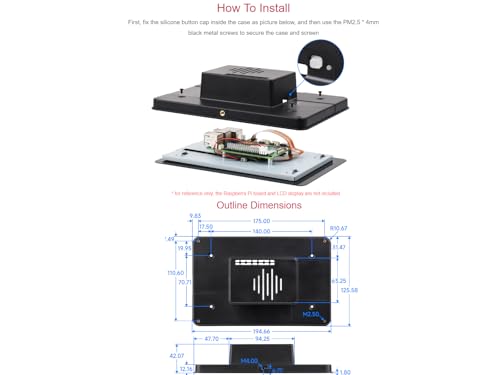 Carcasa Raspberry Pi Touch Display 2 y Pi 5 con soporte de mesa Waveshare 4