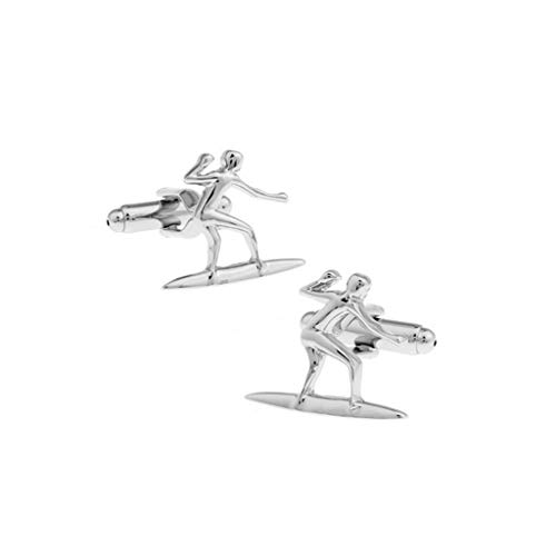 ZCX Mar Surf Suave Llanura Acero Inoxidable del Metal Plateado Gemelos Gemelos Gemelos