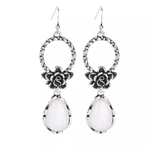 Boucles d'oreilles florales d'art rétro incrustées au style unique