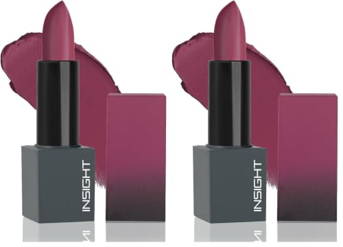 Image of INSIGHT Velvet Matte Lipstick (Enchanting Blush) | Long Lasting, Smudge-Proof & Non-Drying | Enriched with Cocoa Butter, Argan Oil & Vitamin E | Smooth Application, Bold Pigment - 3.8g (Pack of 2)