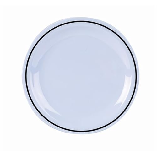 Melamine Round Plates, 16.5 cm, Black Rim, Pack of 6