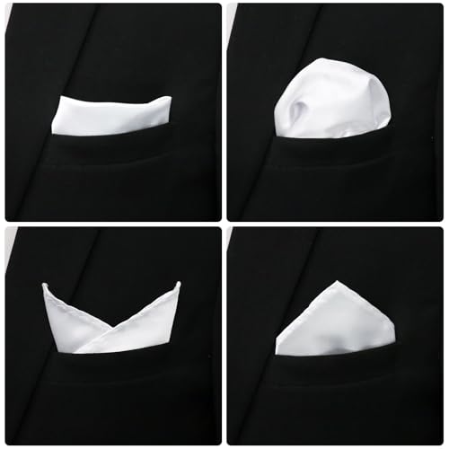 Image of Satin Mens Pocket Square with Holder, 11.8'' Suit Handkerchiefs for Men Wedding Business Casual