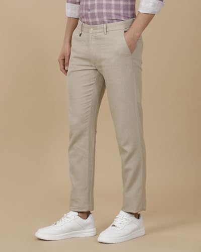 Image of Linen Club Men's Pure Linen Chambray Contemporary Fit Casual Trousers