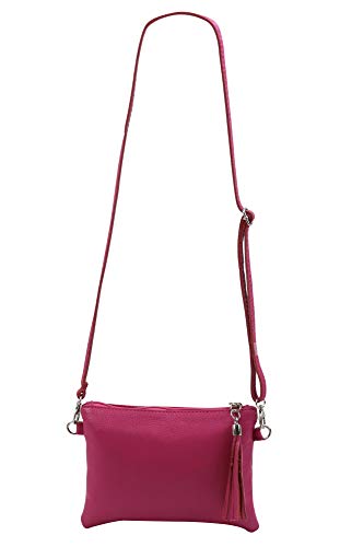 SH Leder Echtleder Umhängetasche Clutch kleine Tasche Abendtasche 22x15cm Anny G248 (Pink)