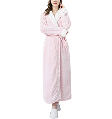 Peignoir long en fourrure femme thermique chaud hiver robe rose