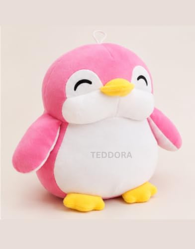Image of Happy Penguin Soft Toy for Girls Boys Kids, Pink, Animal Plush Stuffed Baby Teddy Gift Birthday, 28 cm