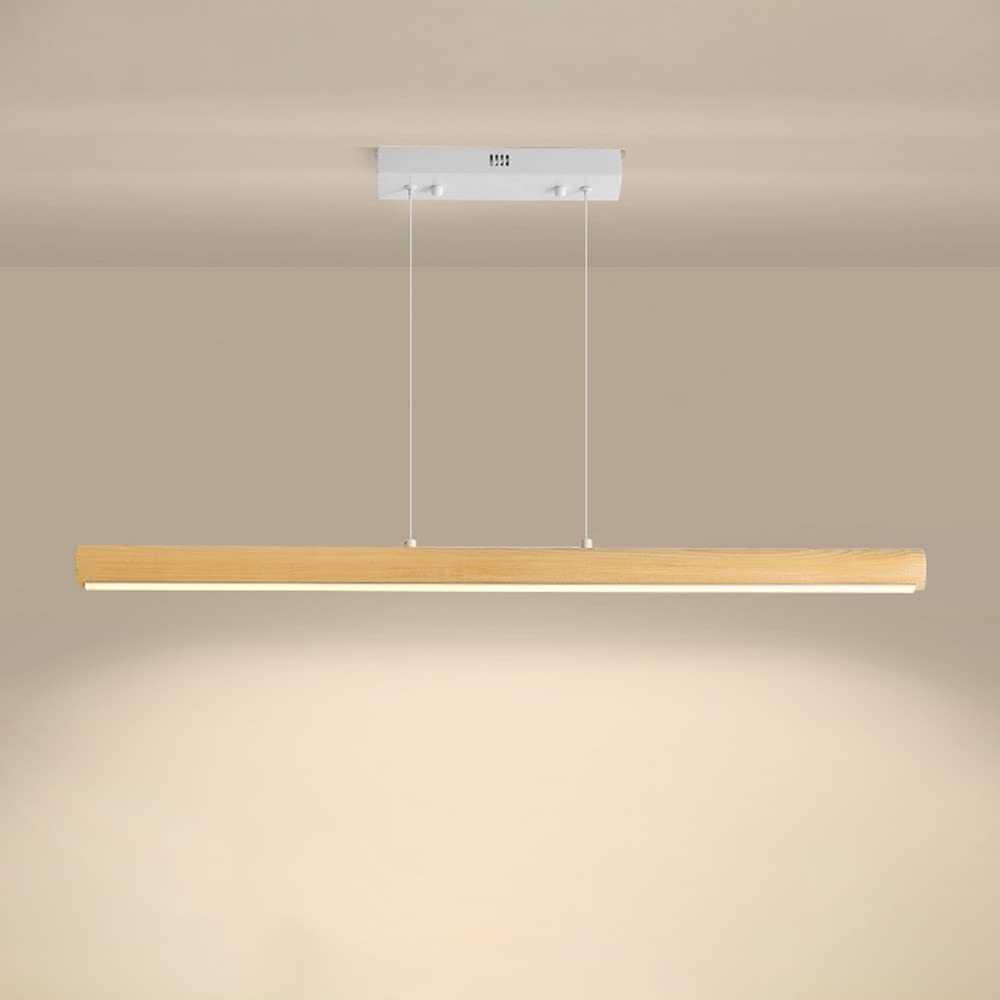 Drewniana lampa wisząca LED Minimalistyczna wisząca listwa sufitowa Liniowy żyrandol, Oprawa oświetleniowa stołu jadalnego, Salon Kuchnia Wyspa Decor Lampy wiszące interesting