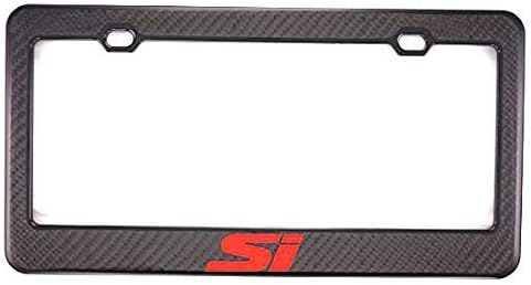 Qptimum Si Civic Racing Stainless-Steel License Plate Frame Cover for Honda Civic Carbon Fiber (1)