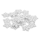 Beavorty 50Pcs Christmas Snowflake Buttons - White Wooden Mini 2 Hole Snowflakes for DIY Craft Scrapbook Sewing Clothes 18mm