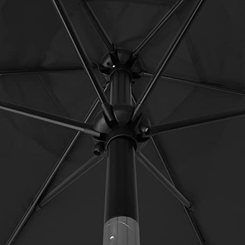 Sunnyglade 7.5' Patio Umbrella Outdoor Table Market Umbrella with Push Button Tilt/Crank, 6 Ribs (Black) - Image 6