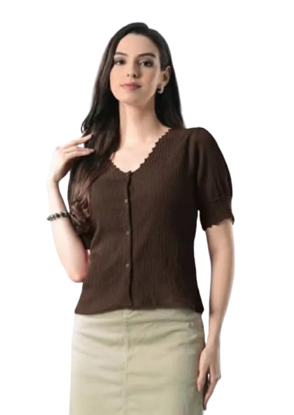 messica Women’s Cotton Blend V-Neck Solid Top | Half Sleeve Stylish Casual Wear | Soft & Comfortable Regular Fit Top for Women-picture-17